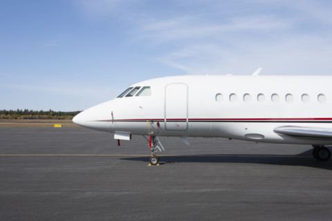 Private Jet on tarmac at rural airport