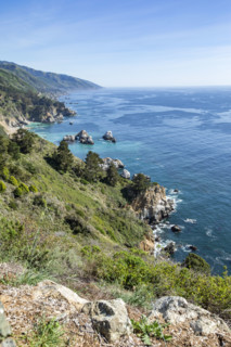 Calm ocean and Big Sur Coast