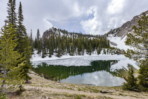 Norton Lake with melting ice in Sun Valley