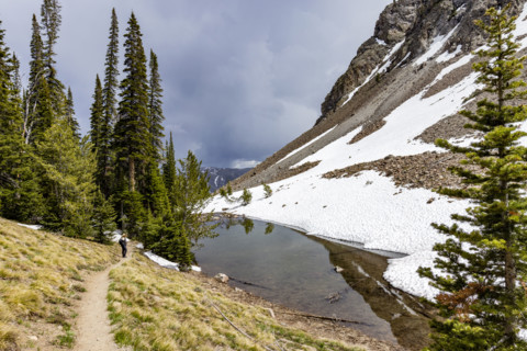 Senior woman hiking in Sun Valley
