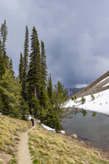 Senior woman hiking in Sun Valley