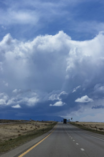 Dramatic sky above desert highway