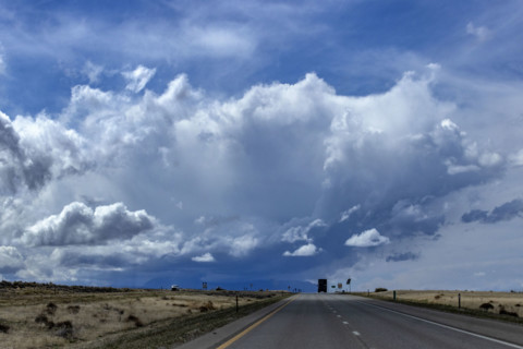 Dramatic sky above desert highway