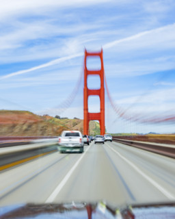 Traffic on Golden Gate Bridge, motion blur
