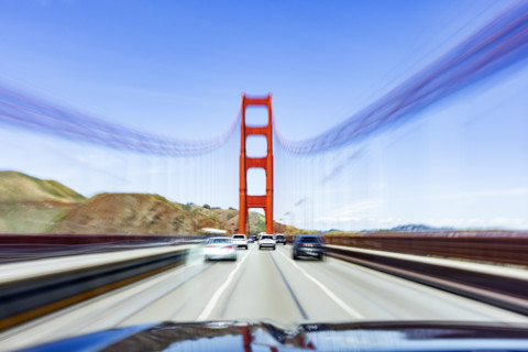 Traffic on Golden Gate Bridge, motion blur