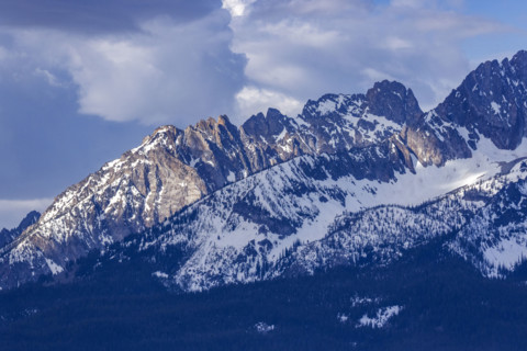 Sawtooth Mountains with snow patches