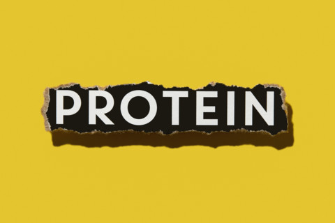 Protein written on yellow background