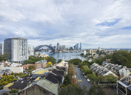 Residential district with Sydney Harbour in distance
