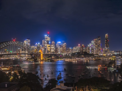 Sydney CBD illuminated at night