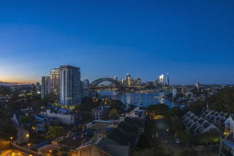 Residential district and Sydney CBD at sunrise