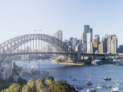 Sydney Harbour Bridge and skyscrapers