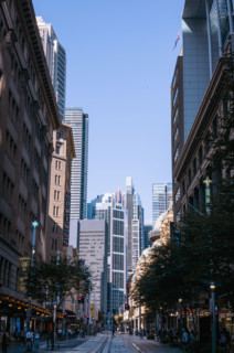 Buildings and tram lines on George Street