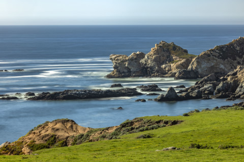 Calm ocean and rocky coast