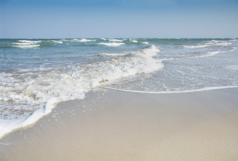 Sea waves washing empty North Topsail Beach