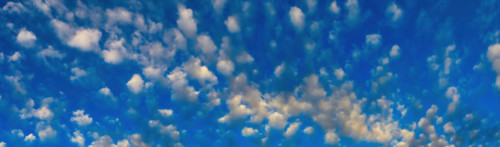 White puffy clouds against blue sky. Boca Raton, Florida, United States