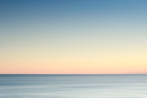Clear sky at sunset over calm ocean. Nantucket, Massachusetts, United States