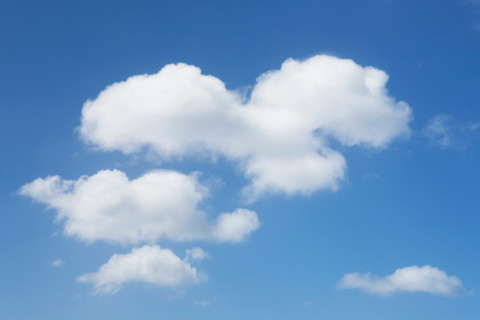 Fair weather cumulus clouds in blue sky. St. Thomas, United States Virgin Islands, United States