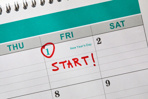 Close-up of January 1st on calendar. New york City, New York State, United States