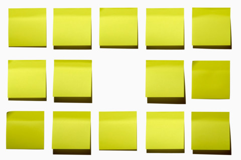 Multiple blank post it notes on white background. New york City, New York State, United States