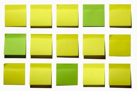 Multiple blank post it notes on white background. New york City, New York State, United States