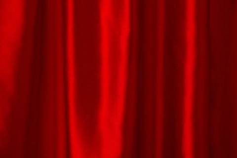 Close-up od red satin curtain. New York City, New York State, United States