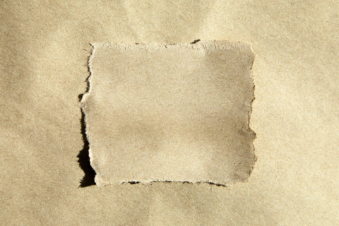 Studio shot of torn blank craft paper. New York City, New York State, United States