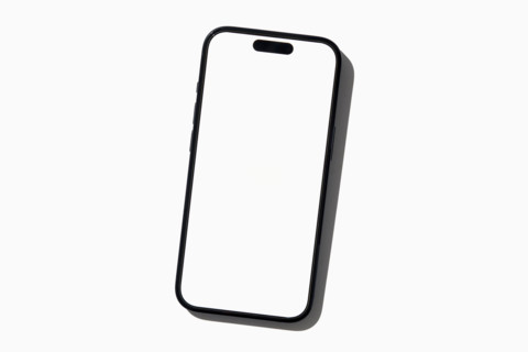 Blank smart phone on white background. New York City, New York State, United States