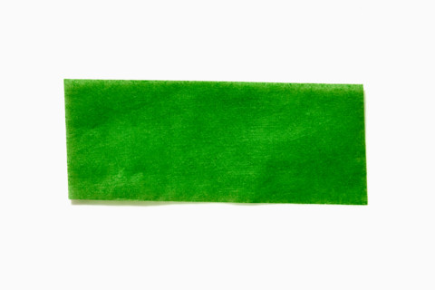 Green confetti paper on white background. New York City, New York State, United States