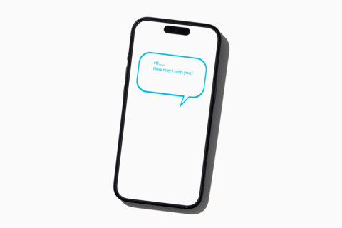 Chat bot on smart phone on white background. New York City, New York State, United States