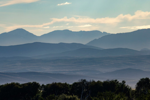 Hill and mountain layers at sunset. Bellevue, Idaho, United States