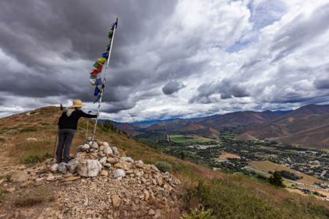 Woman on top of Carbonate Mountain. Hailey, Idaho, United States