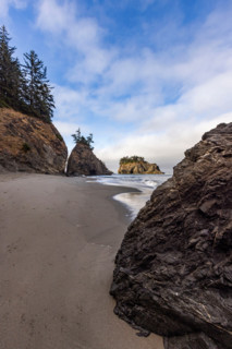 Beach and sea stacks along Oregon Coast. Gold Beach, Oregon, United States