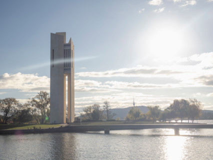 National Carillon with Black Mountain Tower in background. Canberra, Australian Capital Territory,