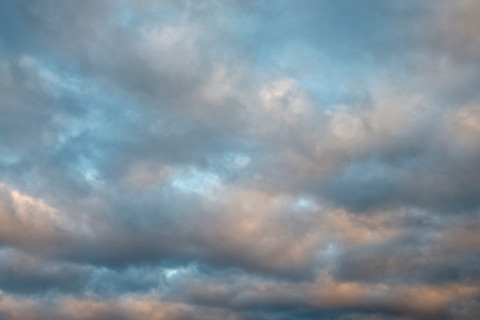 White puffy clouds in sunlight. Leura, New South Wales, Australia