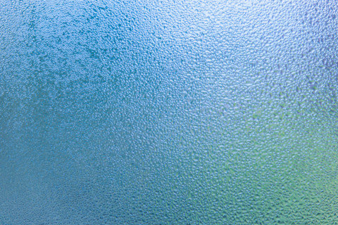 Condensation patterns on glass with cool tones. Leura, New South Wales, Australia