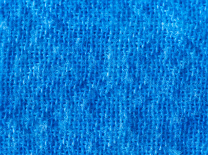 Textured detail of blue linen blend fabric. Leura, New South Wales, Australia