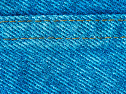 Textured detail of blue denim. Leura, New South Wales, Australia