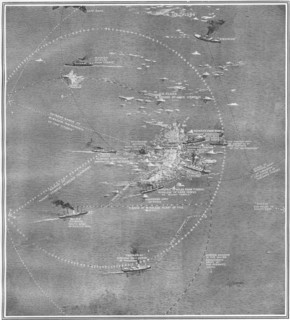 Illustration détaillant la position des navires à proximité du RMS Titanic, au moment du naufrage