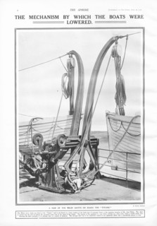 Illustration tirée du journal anglais "The Sphere", montrant deux des bossoirs Welin Davit utilisés