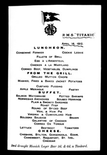 Menu du Titanic