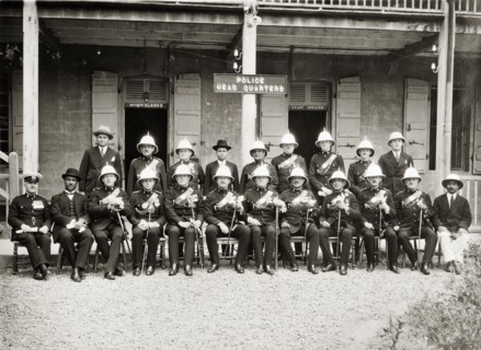 Officers of the Mauritius Police Headquarters. Uniformed ranking officers of the Mauritius Police