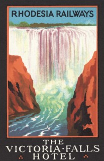 Rhodesia Railways' advert for the Victoria Falls Hotel. An advert distributed by 'Rhodesia