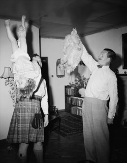 Mine has four legs. High jinks on the christening of Peter Buchanan's baby. Interior shot of two