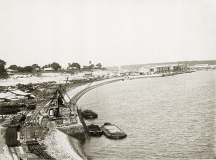 Railway depot at Kilindini harbour. A railway depot at Kilindini harbour showing transport barges