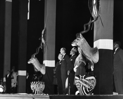 Independence ceremonies at Nairobi. Prince Philip, Duke of Edinburgh, stands next to Jomo Kenyatta,