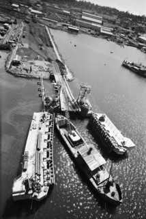 Building the wagon ferry terminal at Kisumu. An aerial publicity photograph from the East African