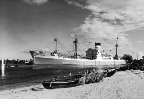 Old versus new. A publicity photograph from the East African Railways and Harbours Administration