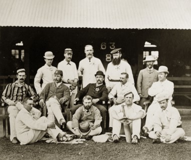 Members of the north Bombay cricket team. Group portrait of members of the north Bombay cricket