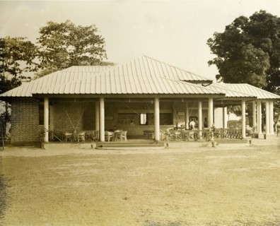 Rangoon Golf Club. Front view of the newly opened club house at the Rangoon Golf Club. A bar for