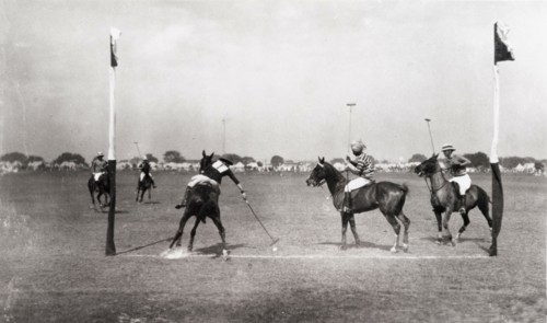 Polo match during the Prince of Wales' tour of India. Action shot of a polo match, in which Prince